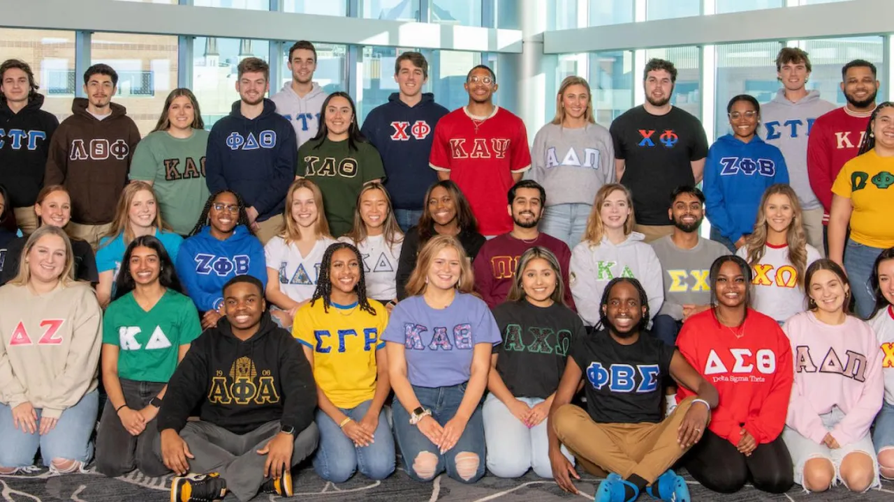 A group of students from a variety of fraternity and sororities.